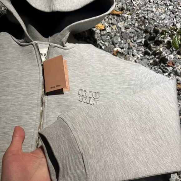 MIU MIU Miu Miu SS23 Hooded Zippered Solid Color Long-Sleeved Jacket, Women's,xs - Picture 3 of 4